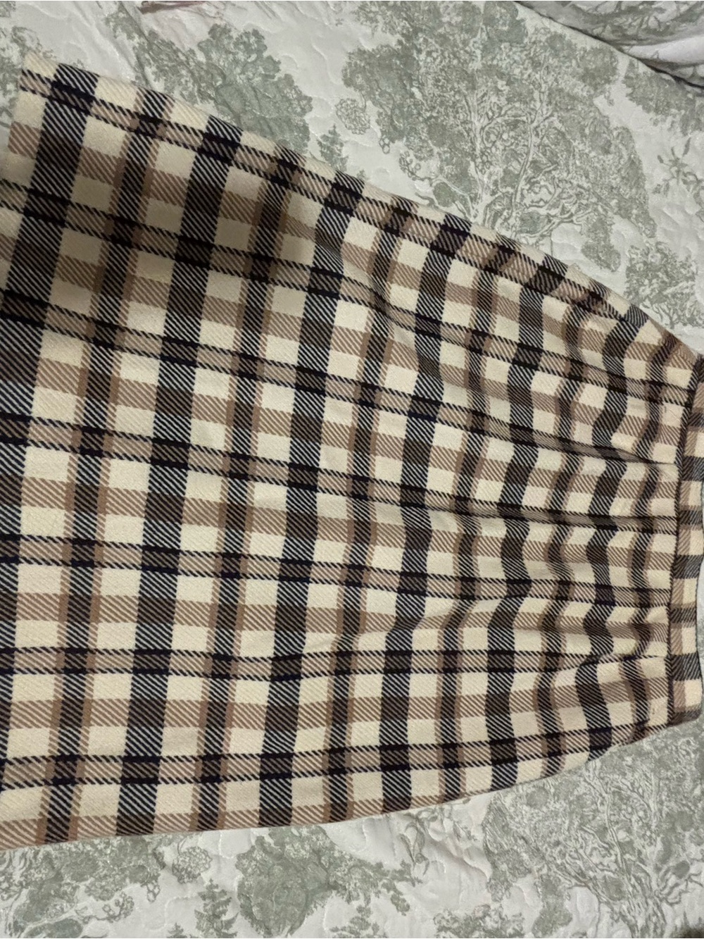 JH Collectibles sz 14 Vintage 80’s Ivory Camel Black plaid wool skirt academia - Picture 11 of 12